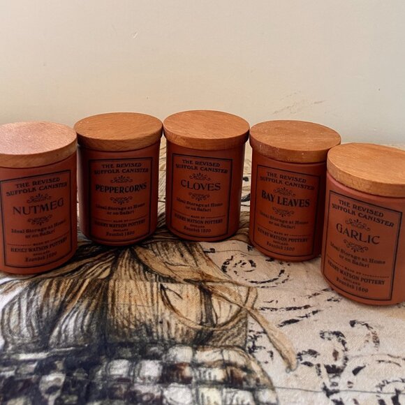 Henry Watson Pottery Terracotta Spice Jars - England Suffolk Revised Canisters - Picture 6 of 13